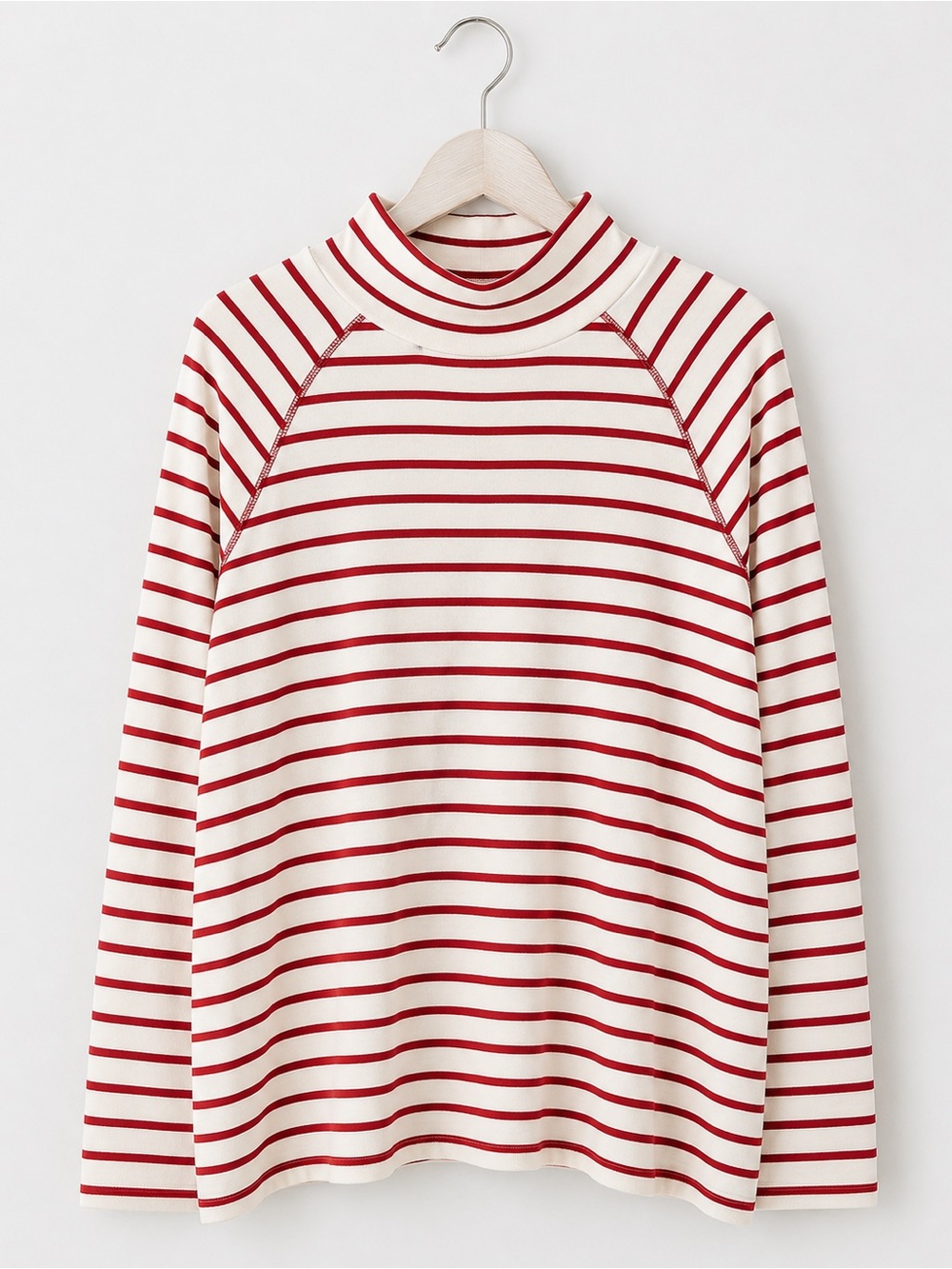 Tommy Hilfiger Woman 2X Red White Striped Mock Neck Long Sleeve Top